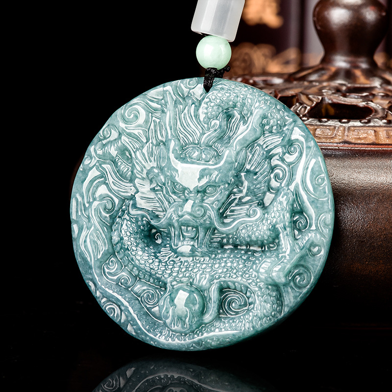 Vintage Fashion Jewelry - Burmese Jadeite Dragon Pendant Necklace Gifts