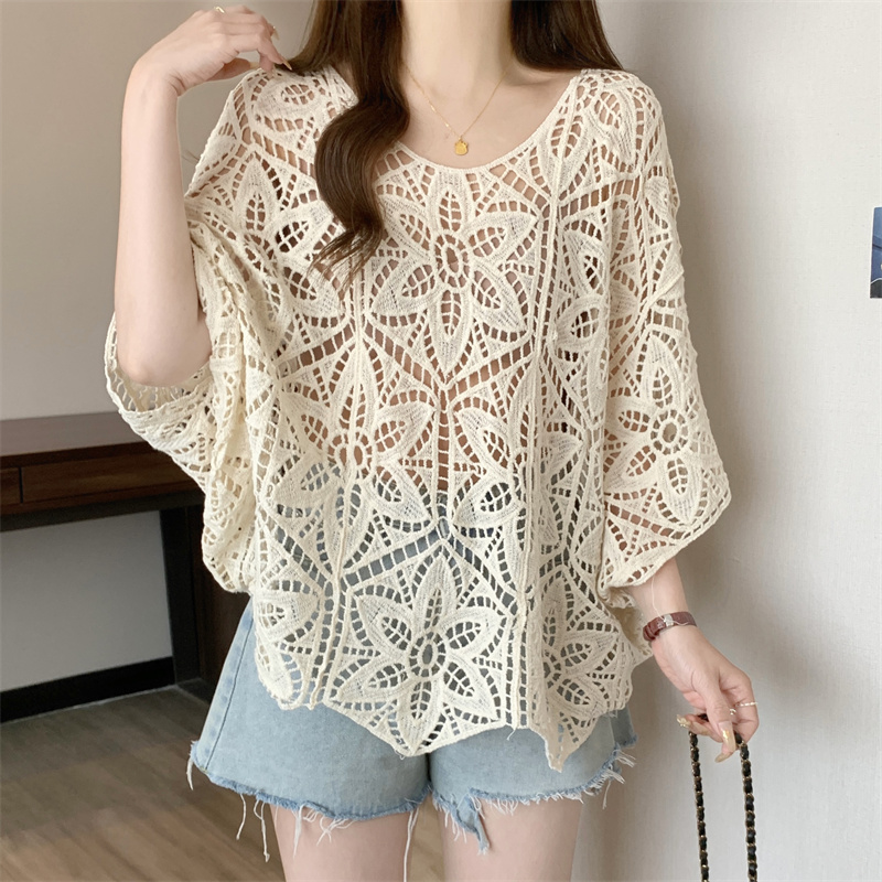 Crochet Top Boho - Crochet Lace Top Women Sheer Open-knit