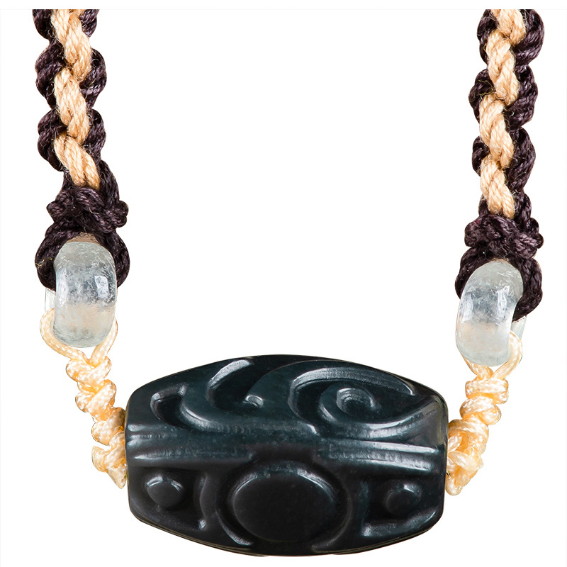 Vintage Fashion Jewelry - Hetian Jade Carve Bead Pendant Necklace
