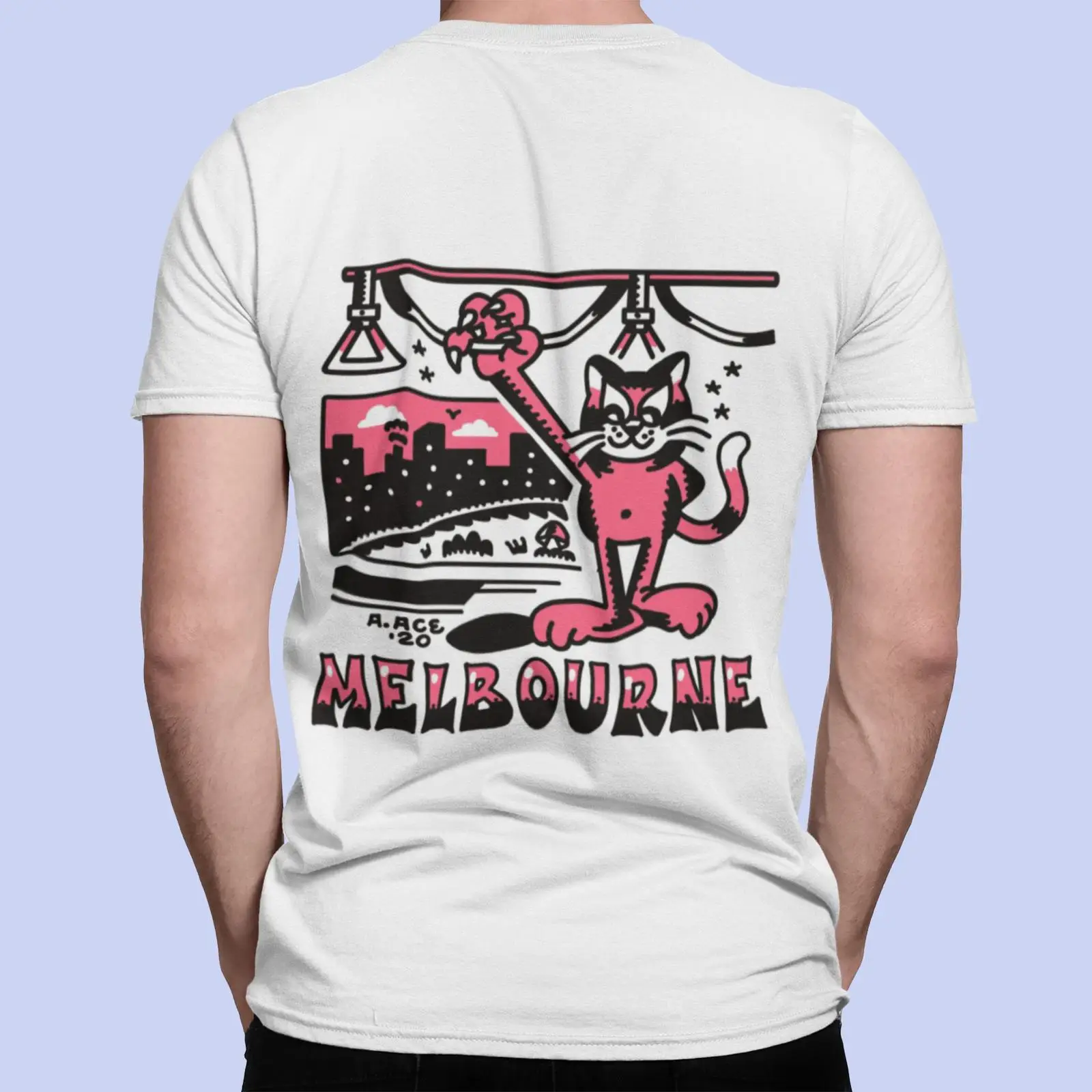 Vintage Fashion Melbourne - Melbourne Tram T shirt Psychedelic Cat