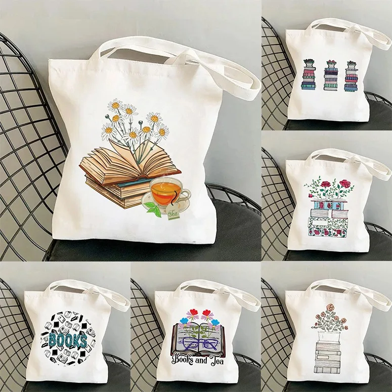 Vintage Fashion Books - Book Floral Pattern Canvas Tote Bag