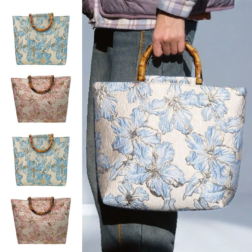 Vintage Fashion In Chinese - Bamboo Handle Hanfu Tote Bag Vintage