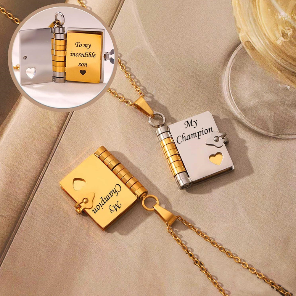 Vintage Fashion Books - To My Champion Son Book Necklace