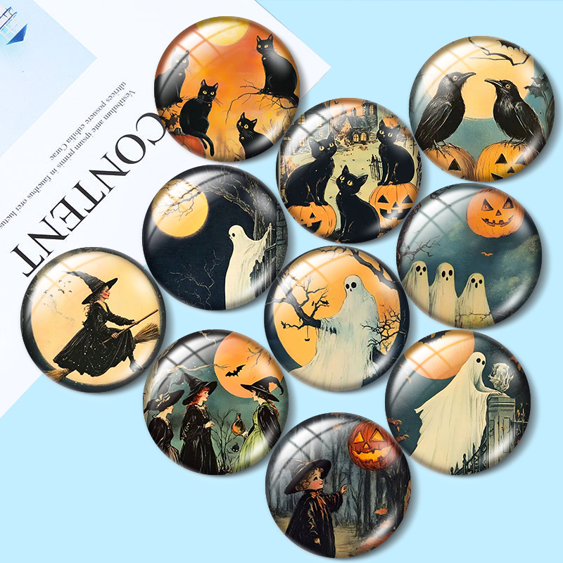 Vintage Fashion Jewelry - Vintage Halloween 12/18/20/25mm glass cabochon bracelet