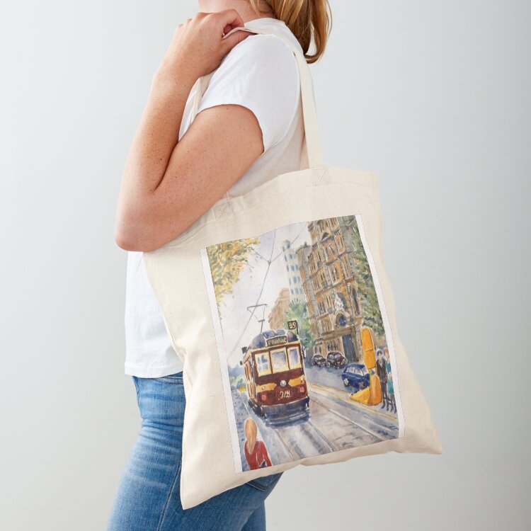 Vintage Fashion Melbourne - Vintage Tram, Melbourne Tote Bag Reusable
