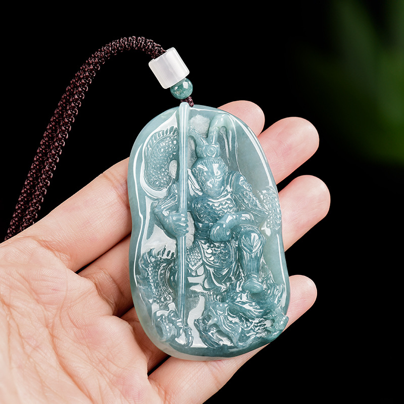 Vintage Fashion Necklace - Burmese Jadeite Monkey King Pendant Necklace