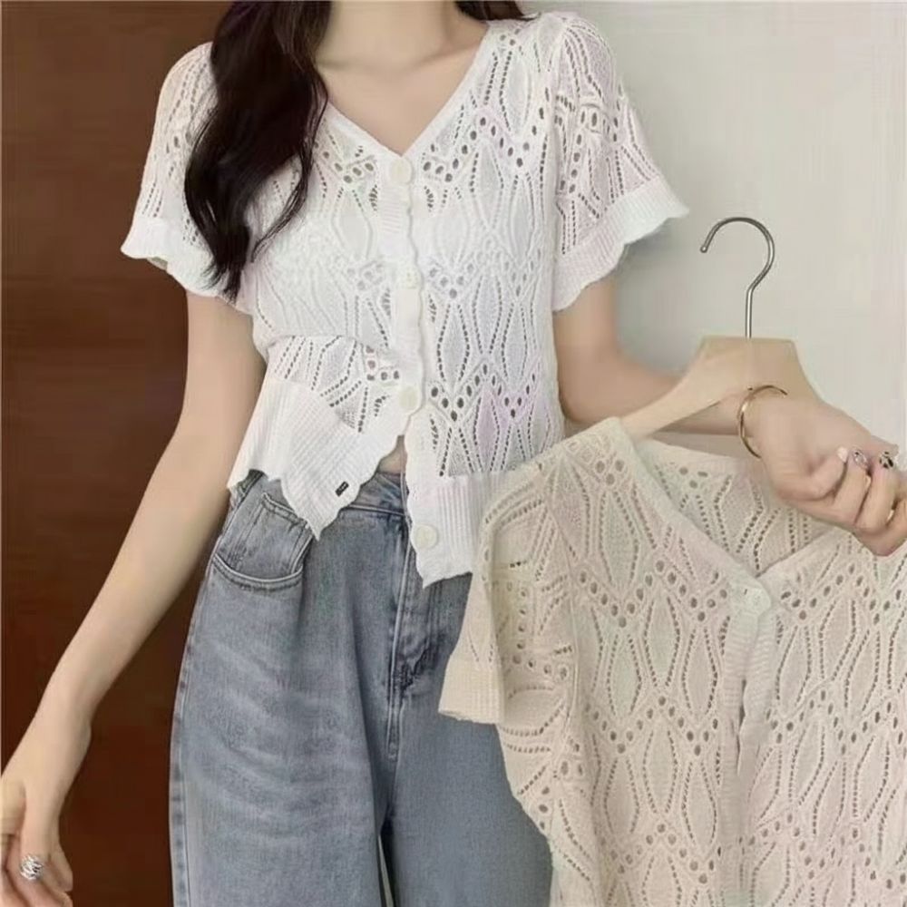 Fashion V-Neck Crochet Top Ope - Crochet Top Boho 评论和价格