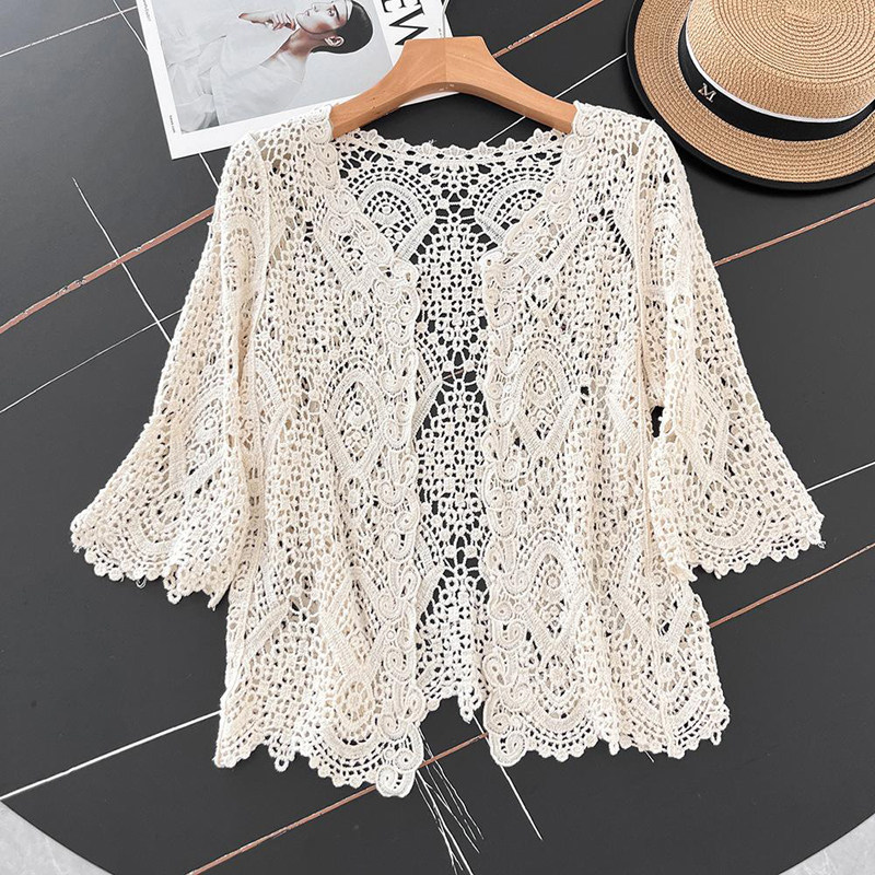 Open Front Crochet Knitted Car - Crochet Top Boho 评论和价格