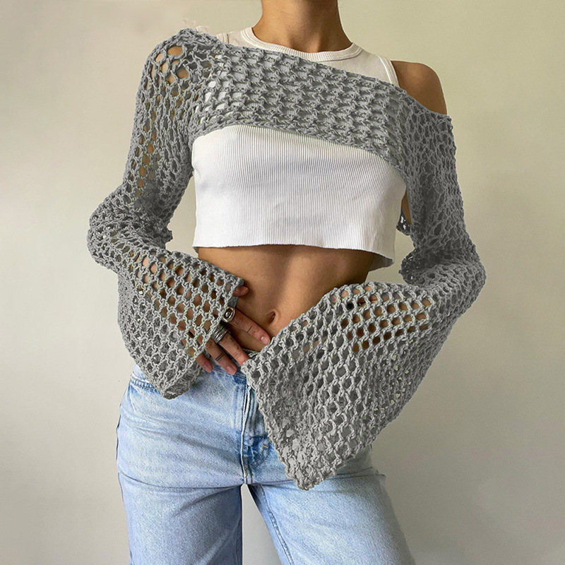 Long Sleeve Crochet Crop Top S - Crochet Top Boho 评论和价格