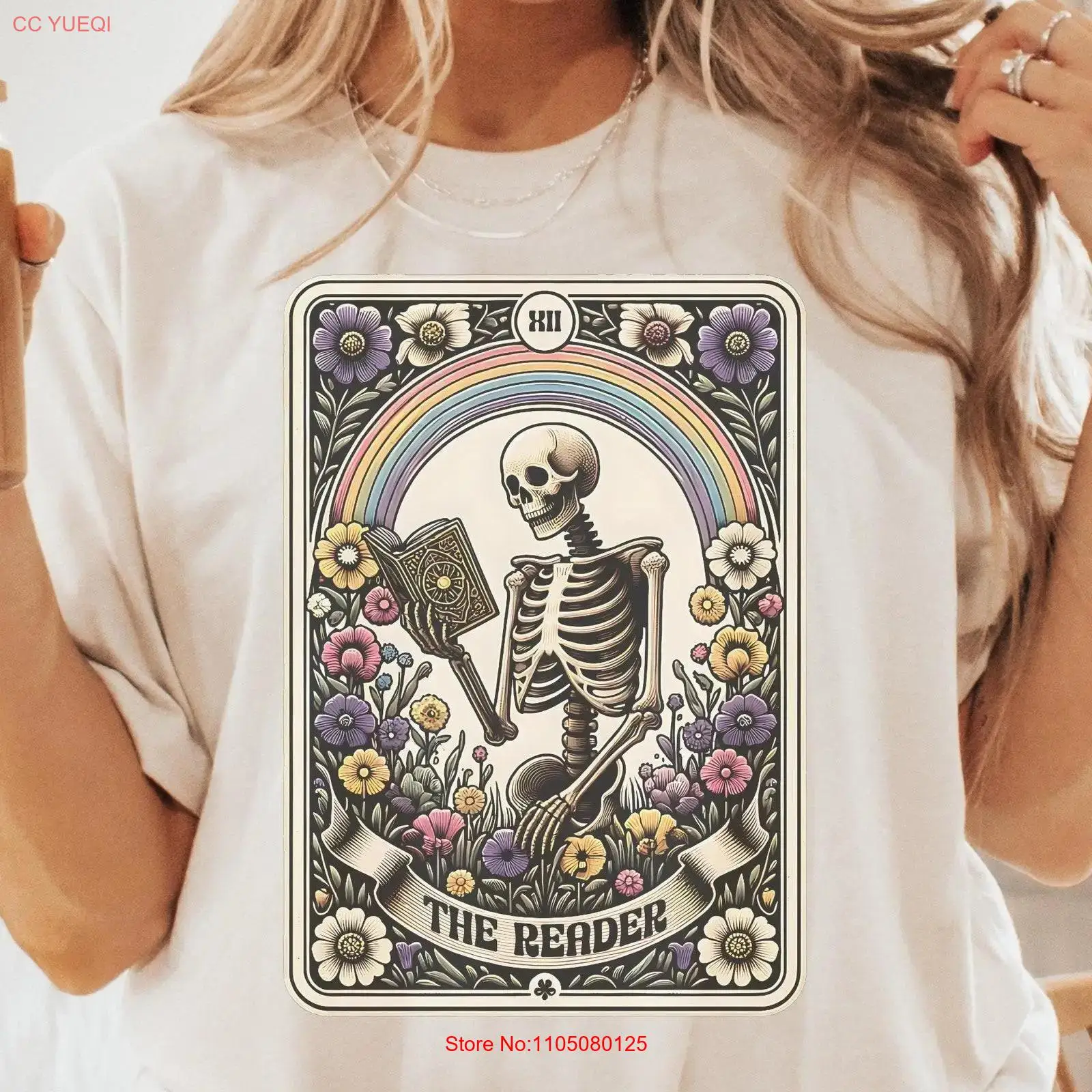 The Reader TaroT T Shirt Skele - Vintage Fashion Books 评论和价格