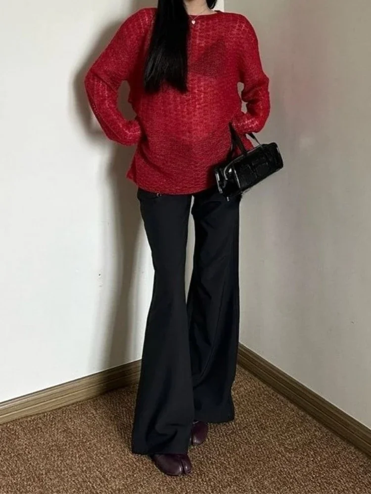 Y2K See-Through Knitted Women' - Vintage Fashion T Shirts 评论和价格